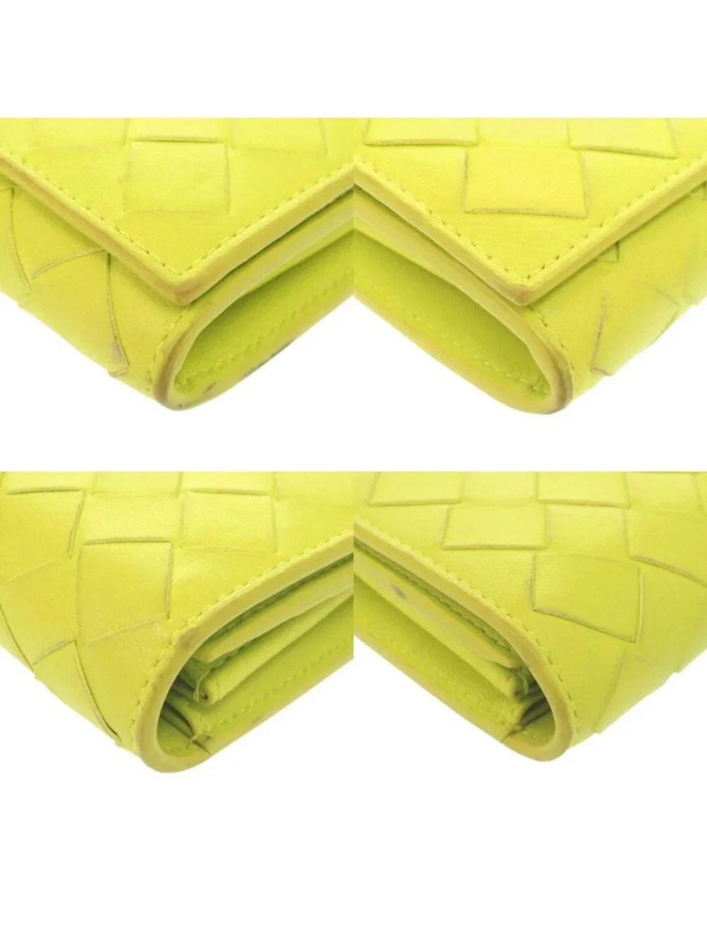 Bottega Veneta Intrecciato Leather Yellow Green Wallet